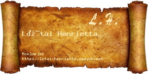 Létai Henrietta névjegykártya